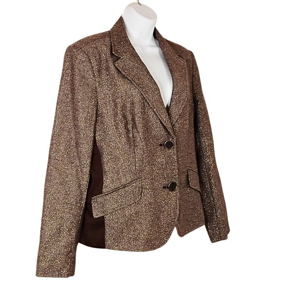 Y2K Liz Claiborne Womens Blazer Size L Dark Academia Career Elbow Patch Tweed - Picture 2 of 10